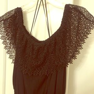 lace shoulder romantic maxi dress